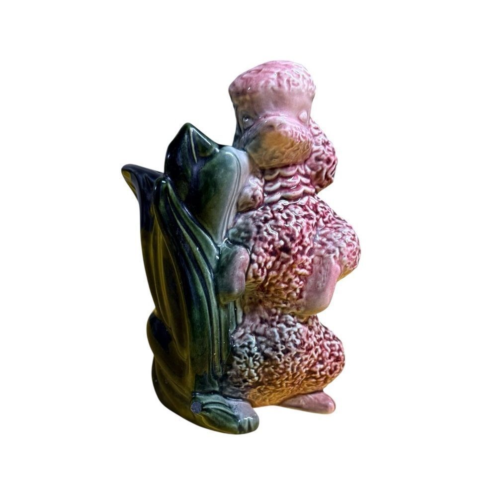 Vintage Hull Pottery Poodle Planter #114 Pink Green Drip Glaze